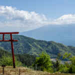 河口浅間神社、天空の鳥居、富士山、5月夏、山梨県南都留郡の観光・撮影スポットの名所